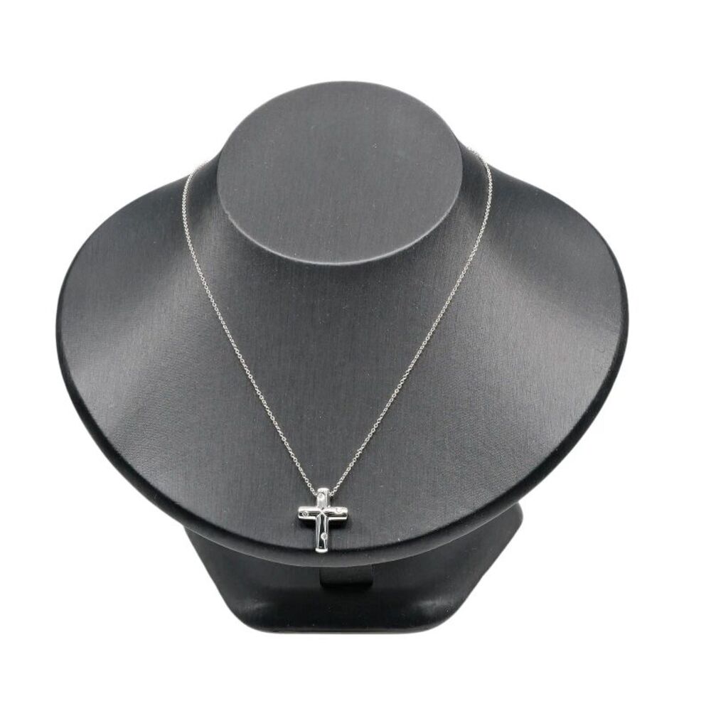 Tiffany & Co. Cross Pendant Platinum And Diamonds Silver Platinum Necklace - Picture 8 of 8